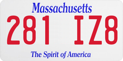 MA license plate 281IZ8