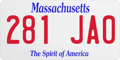 MA license plate 281JA0