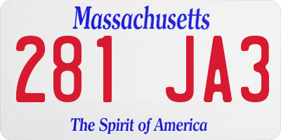 MA license plate 281JA3