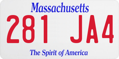 MA license plate 281JA4