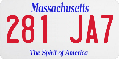 MA license plate 281JA7