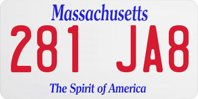MA license plate 281JA8