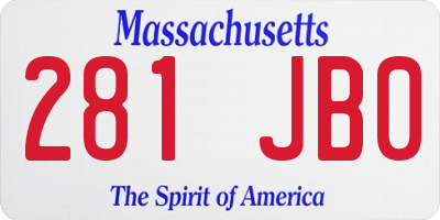 MA license plate 281JB0