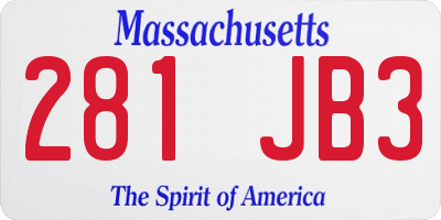 MA license plate 281JB3