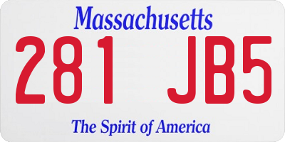 MA license plate 281JB5