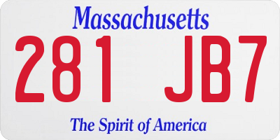 MA license plate 281JB7