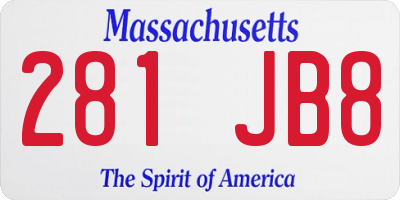 MA license plate 281JB8