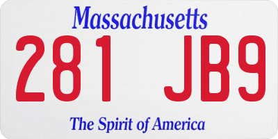MA license plate 281JB9