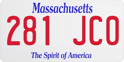 MA license plate 281JC0