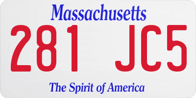 MA license plate 281JC5