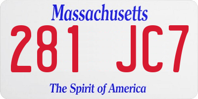 MA license plate 281JC7