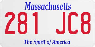 MA license plate 281JC8