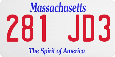 MA license plate 281JD3