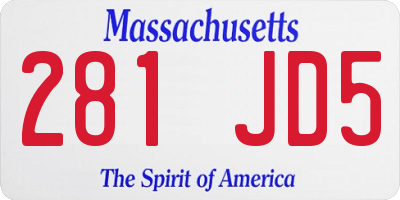 MA license plate 281JD5