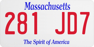 MA license plate 281JD7