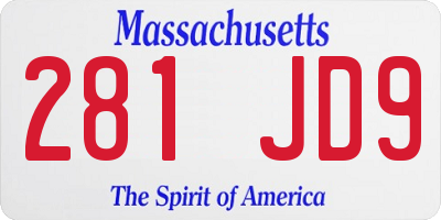 MA license plate 281JD9