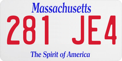 MA license plate 281JE4