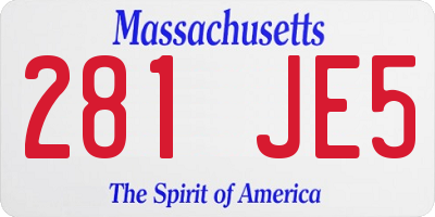 MA license plate 281JE5