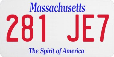 MA license plate 281JE7