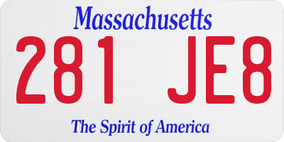 MA license plate 281JE8