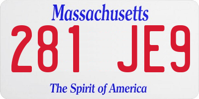 MA license plate 281JE9