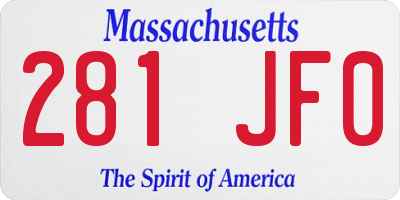 MA license plate 281JF0