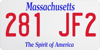 MA license plate 281JF2