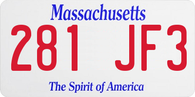 MA license plate 281JF3