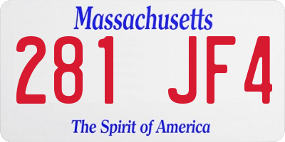 MA license plate 281JF4