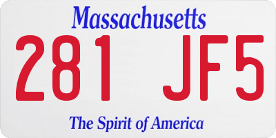 MA license plate 281JF5