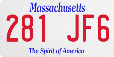 MA license plate 281JF6