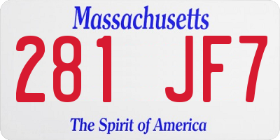 MA license plate 281JF7
