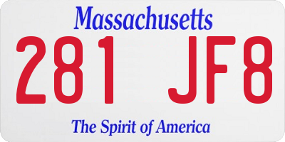 MA license plate 281JF8