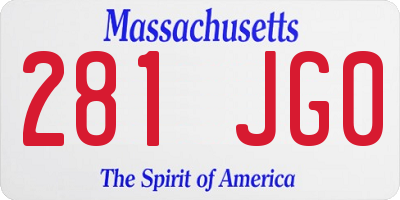 MA license plate 281JG0