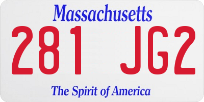 MA license plate 281JG2