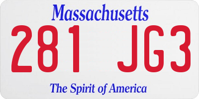 MA license plate 281JG3