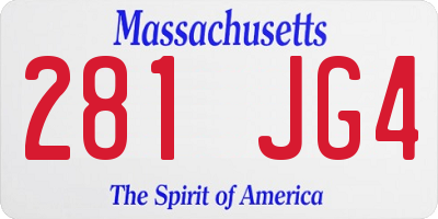 MA license plate 281JG4