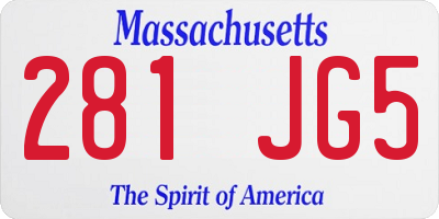 MA license plate 281JG5