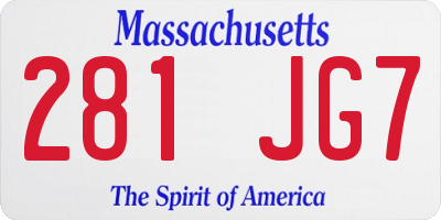 MA license plate 281JG7