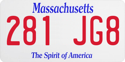 MA license plate 281JG8