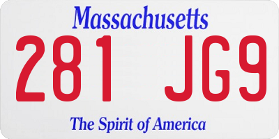 MA license plate 281JG9