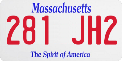 MA license plate 281JH2