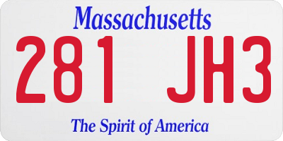MA license plate 281JH3