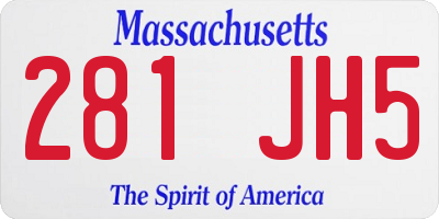 MA license plate 281JH5
