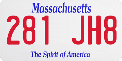 MA license plate 281JH8