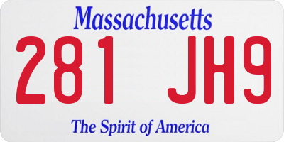 MA license plate 281JH9