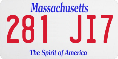 MA license plate 281JI7