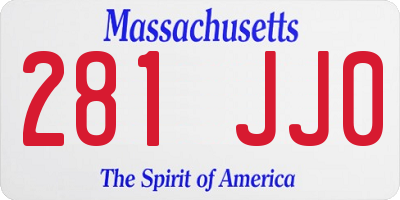 MA license plate 281JJ0