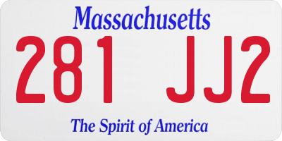 MA license plate 281JJ2