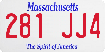 MA license plate 281JJ4